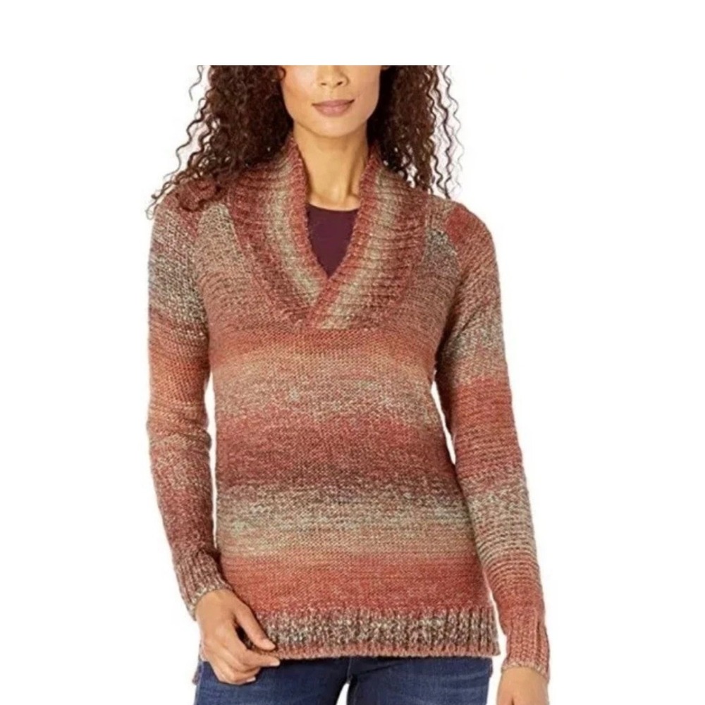 Prana Women's Claus Sun Dried Wool Blend Tan V-Neck Sweater Size XL Boho Preppy - Picture 10 of 10